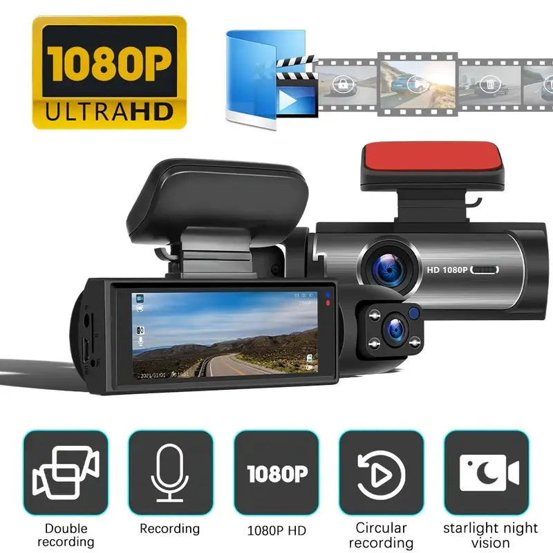 Dvigubas vaizdo registratorius – Full HD 1080P su naktiniu matymu ir 32GB atminties