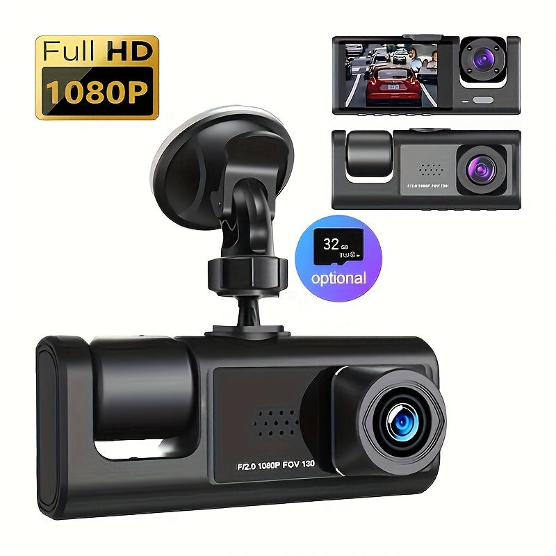 GYIOEUPT Dual Camera Dash Cam 1080P Full HD IR Night Vision Loop Recording 508cm IPS Screen Suction Mount Key Control 30FPS 150mAh Rechargeable Battery Compatible with Personal Computer 1224V Power Supply Universal Fit for Vehicles