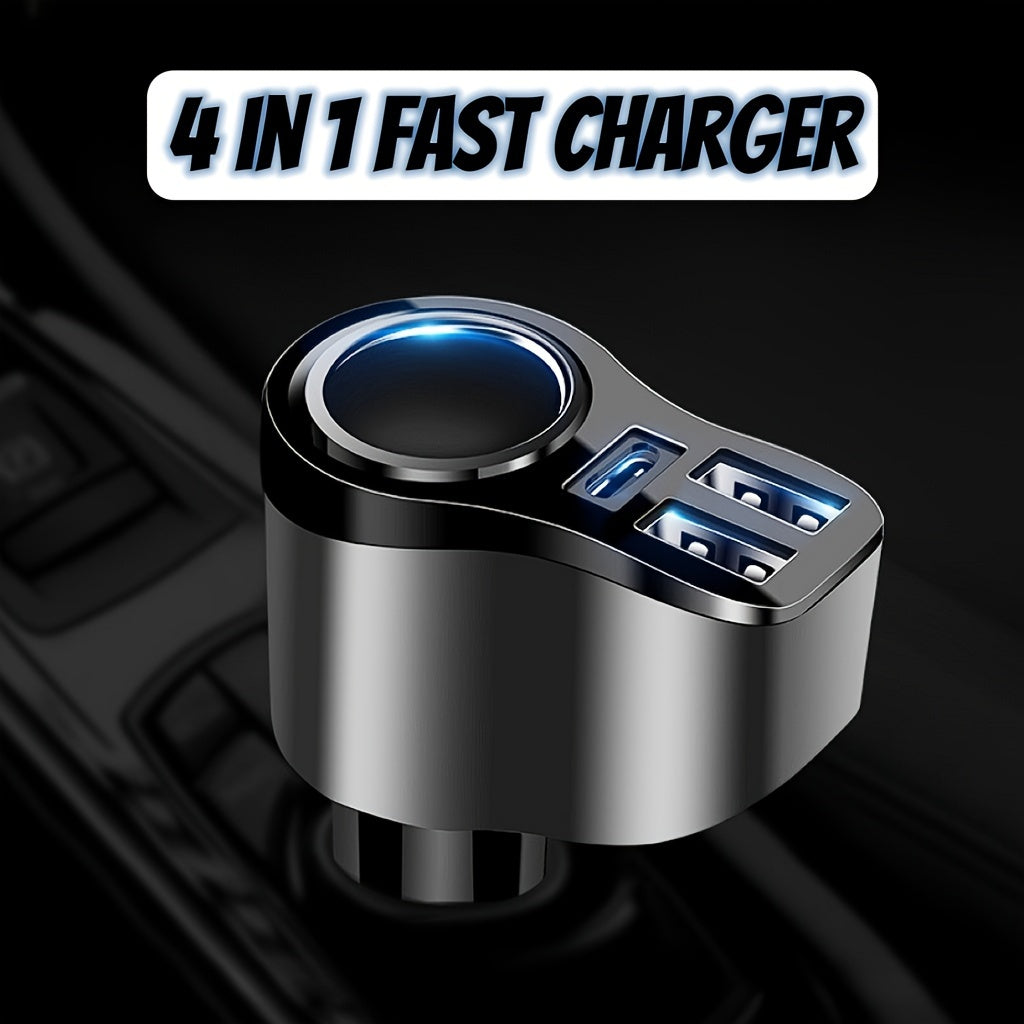 4in 1 USB C Car Charger 47W 4 ports Multi USB Car Plug Adapter Socket Splitter with 3 USB Ports 12V24V Dual USB Type C PD Fast Car Charger Adapter for iPhone 15 Pro Max 14 13 iPad Galaxy GPS