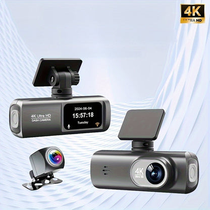 YOUMECAM 4K HD Dual Camera Dash Cam with 5G WiFi WDR Night Vision 24Hour Parking 170 Wide Angle GSense Loop Recording  Includes App  373cm Mirror Display for Cars and Trucks